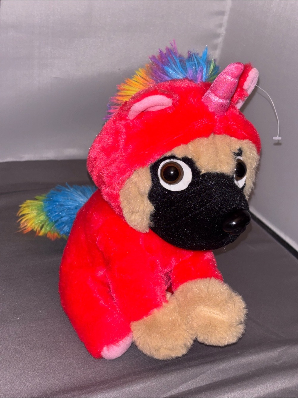 Joy Amigo Pug Dog Puppy Pup Plush Stuffed Animal Red Unicorn Costume 8"